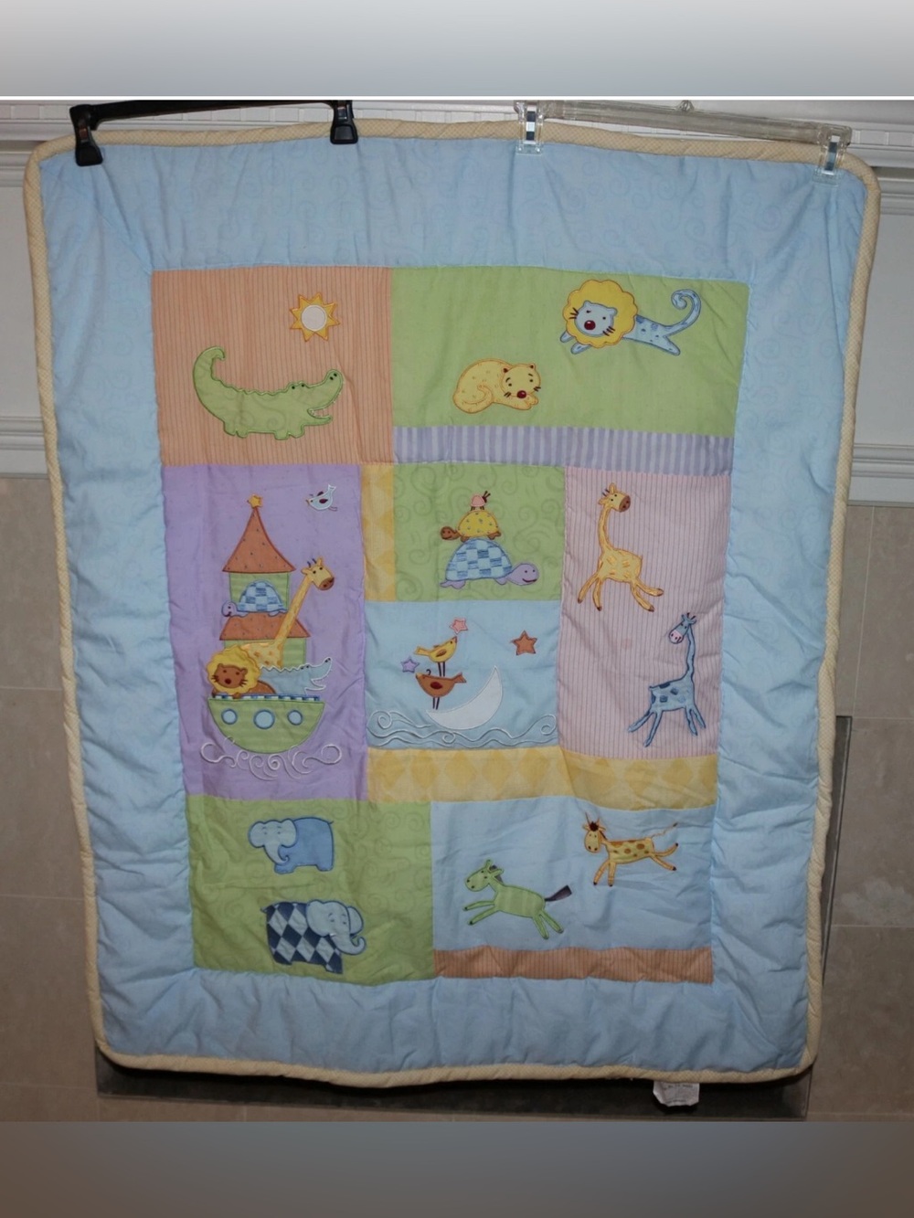 Kidsline Baby Infant Crib Comforter Blanket Noah's Ark Animals - Made in the USA